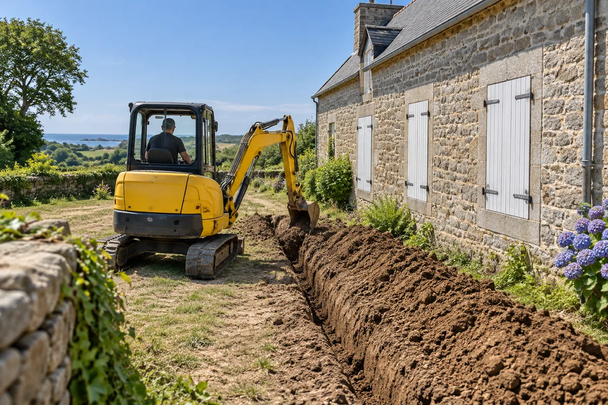 Terrassement en rénovation, la pelleteuse poste par poste
